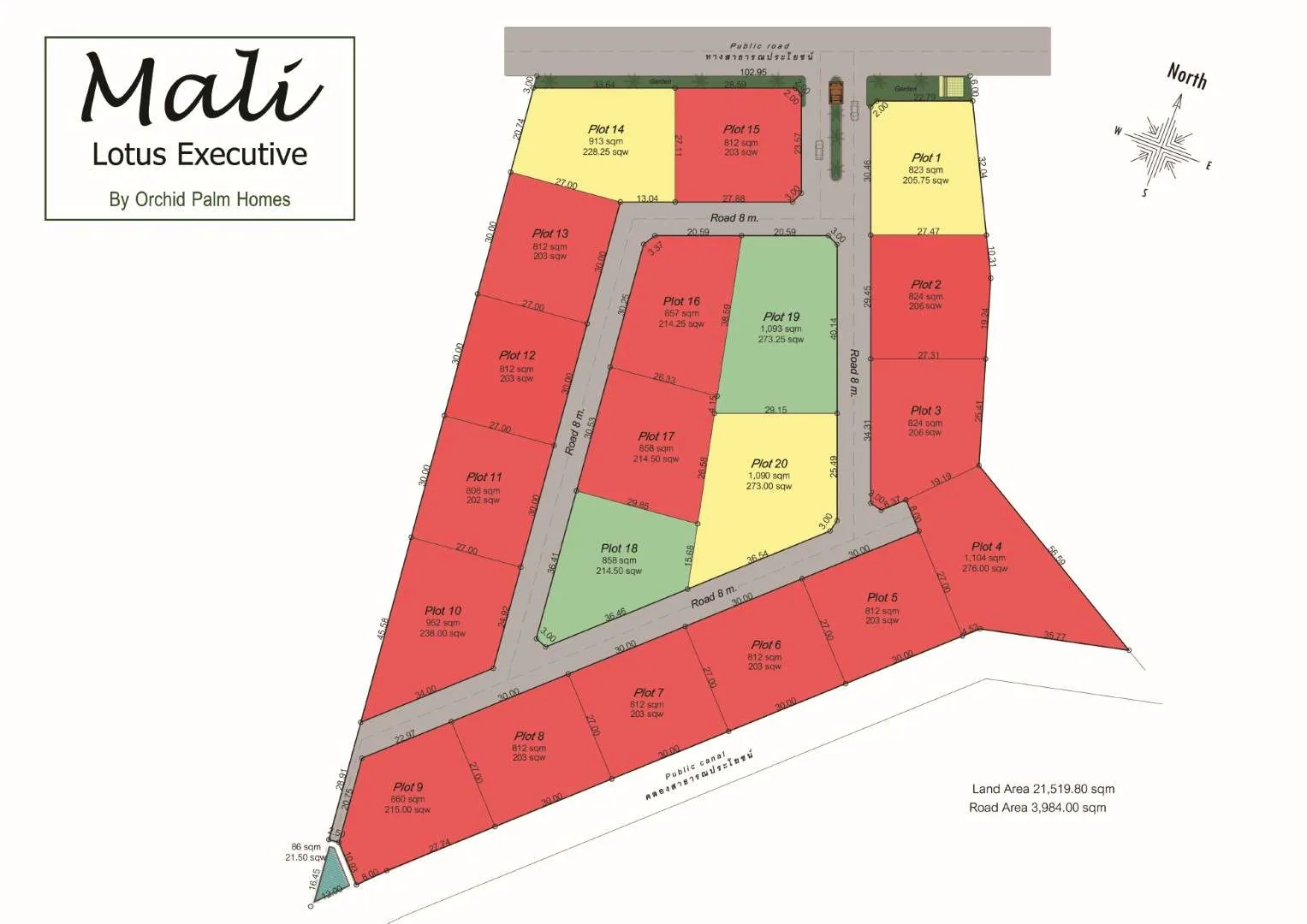 Site plan of Mali Lotus Executive showing plot availability