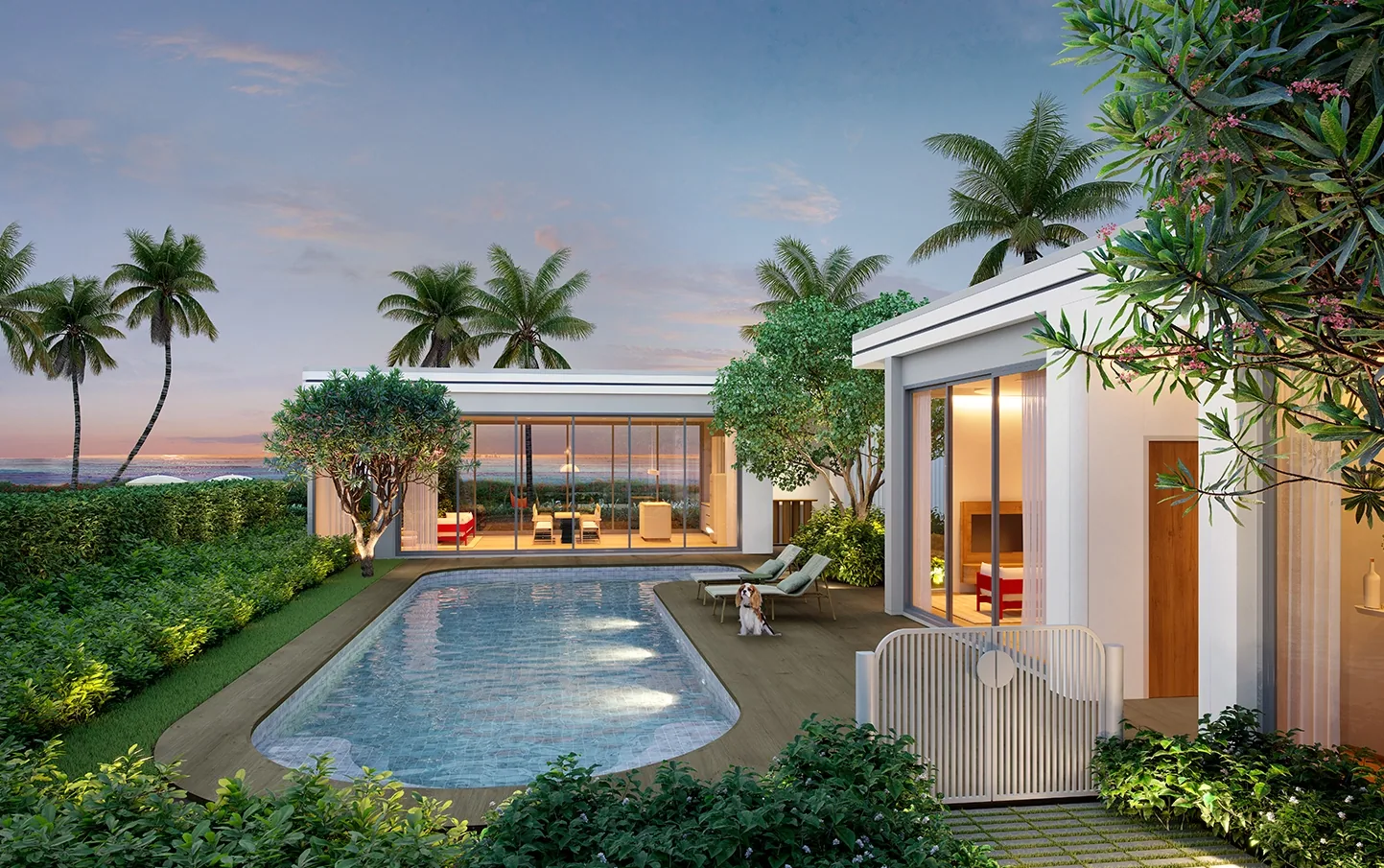 Pool area and cabanas at The Standard Residences Hua Hin