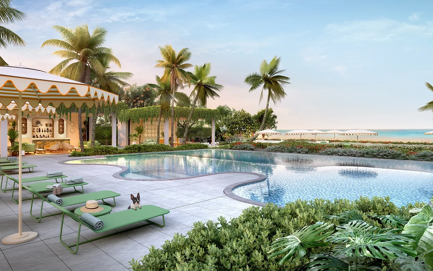 Beach pool with pavilion and BBQ pit at The Standard Residences Hua Hin
