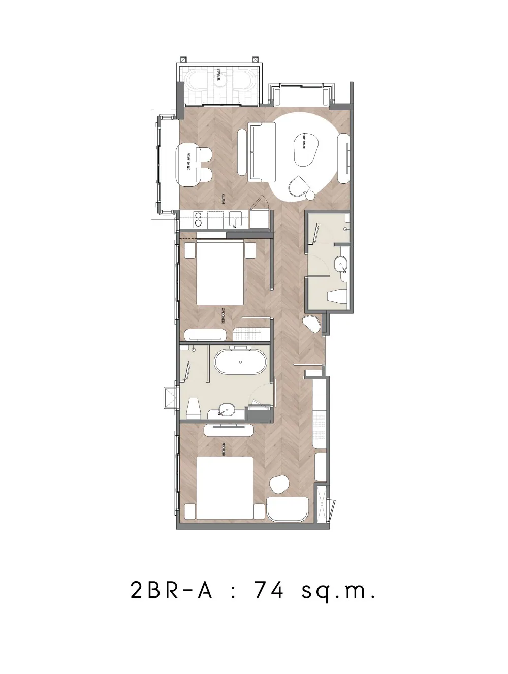 Two-bedroom unit plan at SASARA Hua Hin